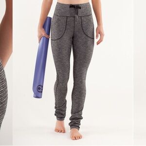 Lululemon skinny will pant pique black Luon slouchy yoga drawstring leggings 2